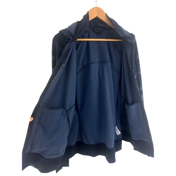 Athleta Triumph Blue Camo Print Full Zip Hoodie Pockets Size L Sweatshirt Jacket - Picture 12 of 15